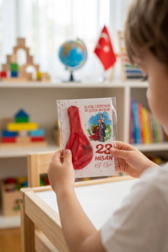 23 Nisan Çocuk Bayramı Hediyesi 10 Adet Kartlı 23 Nisan Baskılı Balon Kırmızı Beyaz