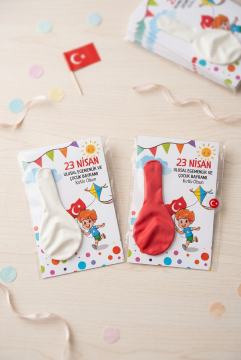 23 Nisan Çocuk Bayramı Hediyesi 10 Adet Kartlı Rengarenk Balon