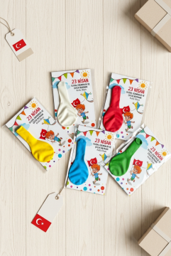 23 Nisan Çocuk Bayramı Hediyesi 10 Adet Kartlı Rengarenk Balon