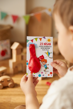23 Nisan Çocuk Bayramı Hediyesi 10 Adet Kartlı Rengarenk Balon