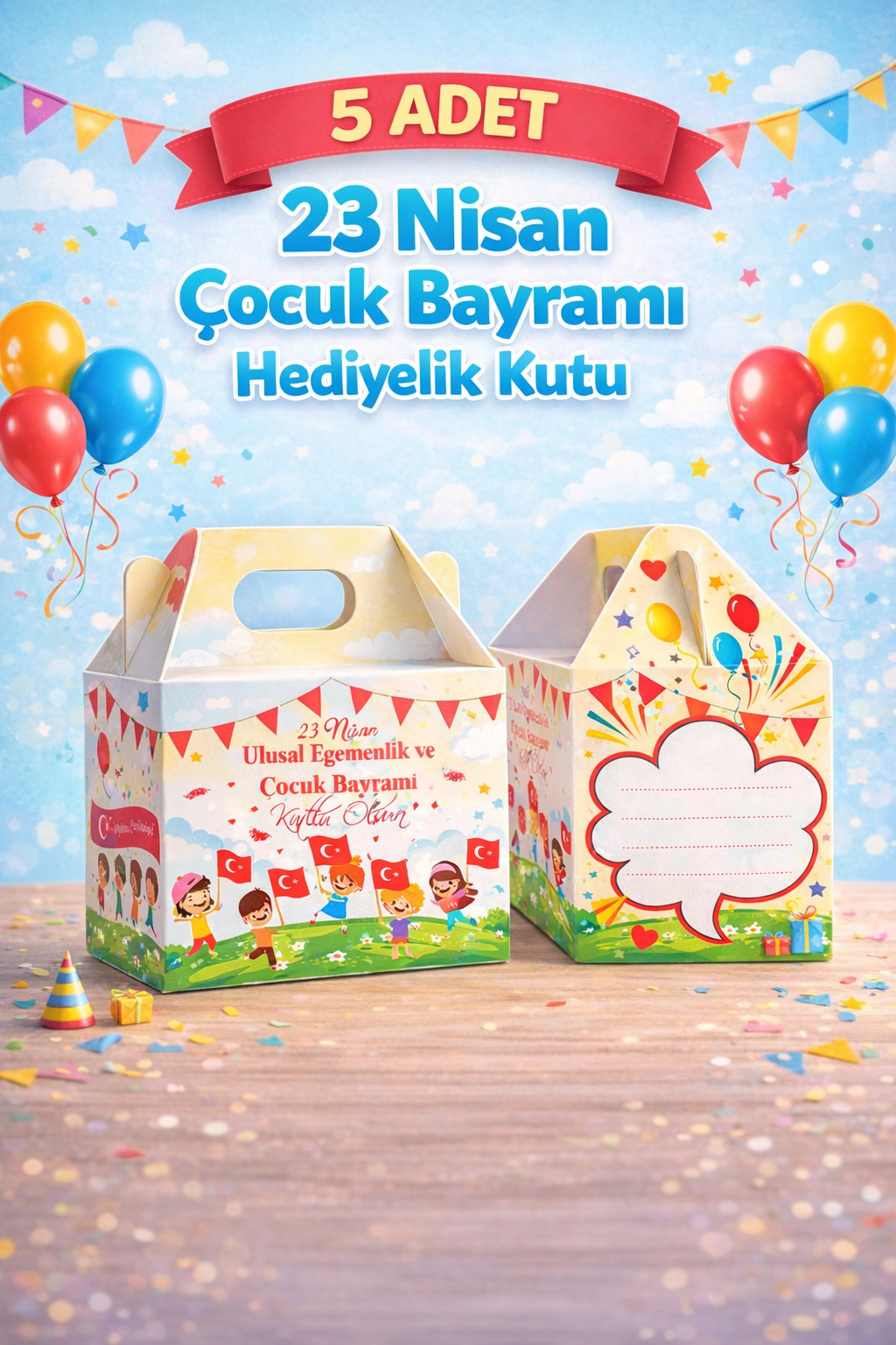 23 Nisan Hediye Kutusu 5 Adet Özel Tasarım Hediyelik Kutu Çocuk Bayramı Hediye Paketi