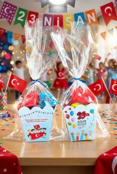 23 Nisan Şeker Kovası 5 Adet Hediyelik Kutu Çocuk Bayramı Hediye Paketi