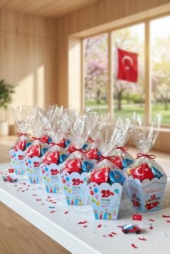 23 Nisan Şeker Kovası 5 Adet Hediyelik Kutu Çocuk Bayramı Hediye Paketi