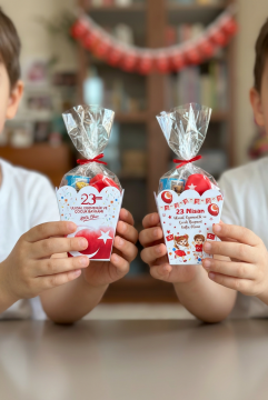 23 Nisan Şeker Kovası 5 Adet Hediyelik Kutu Çocuk Bayramı Hediye Paketi