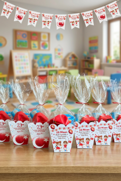 23 Nisan Şeker Kovası 5 Adet Hediyelik Kutu Çocuk Bayramı Hediye Paketi