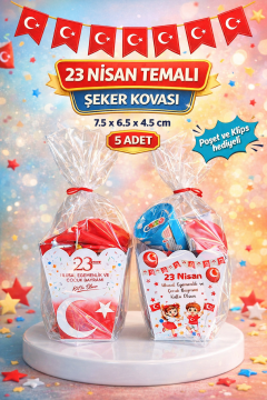 23 Nisan Şeker Kovası 5 Adet Hediyelik Kutu Çocuk Bayramı Hediye Paketi