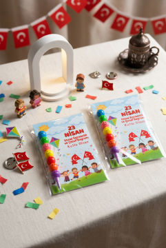 23 Nisan Hediyesi 5 Adet Kartlı Emoji Kurşun Kalem Çocuk Bayramı Hediyelik Model 1