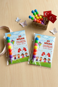 23 Nisan Hediyesi 5 Adet Kartlı Emoji Kurşun Kalem Çocuk Bayramı Hediyelik Model 1