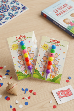 23 Nisan Hediyesi 5 Adet Kartlı Emoji Kurşun Kalem Çocuk Bayramı Hediyelik Model 2