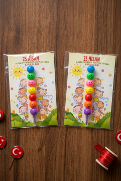 23 Nisan Hediyesi 5 Adet Kartlı Emoji Kurşun Kalem Çocuk Bayramı Hediyelik Model 2