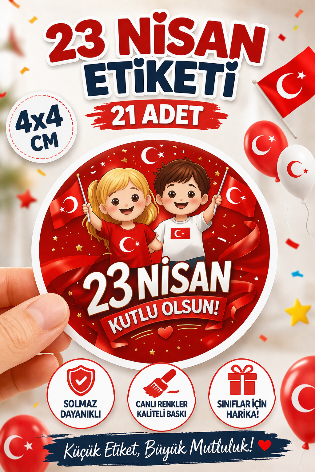 23 Nisan Etiketi Ulusal Egemenlik Ve Çocuk Bayramı Sticker Hediye Paketleme Etiketi