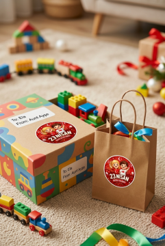 23 Nisan Etiketi Ulusal Egemenlik Ve Çocuk Bayramı Sticker Hediye Paketleme Etiketi