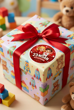 23 Nisan Etiketi Ulusal Egemenlik Ve Çocuk Bayramı Sticker Hediye Paketleme Etiketi