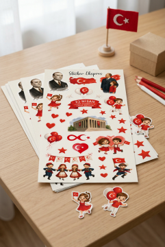 10 Sayfa 23 Nisan Mini Sticker Seti Çocuk Bayramı Hediye Sticker Okul Sınıf Etkinlik