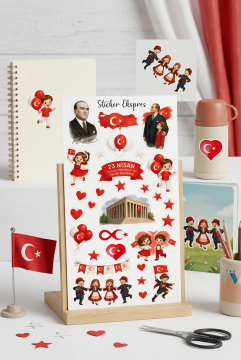 10 Sayfa 23 Nisan Mini Sticker Seti Çocuk Bayramı Hediye Sticker Okul Sınıf Etkinlik