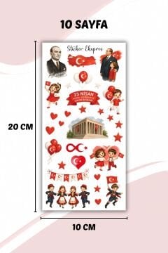 10 Sayfa 23 Nisan Mini Sticker Seti Çocuk Bayramı Hediye Sticker Okul Sınıf Etkinlik