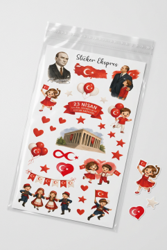 10 Sayfa 23 Nisan Mini Sticker Seti Çocuk Bayramı Hediye Sticker Okul Sınıf Etkinlik