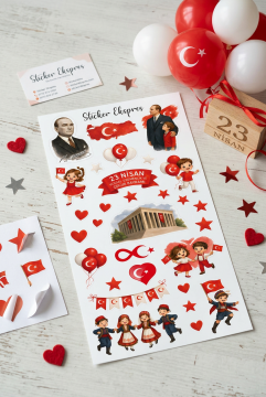 10 Sayfa 23 Nisan Mini Sticker Seti Çocuk Bayramı Hediye Sticker Okul Sınıf Etkinlik