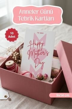 Anneler Günü Tebrik Kartı 10 Adet Hediye Paketleme Kartı