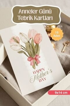 Anneler Günü Tebrik Kartı 10 Adet Hediye Paketleme Kartı