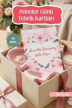 Anneler Günü Tebrik Kartı 10 Adet Hediye Paketleme Kartı