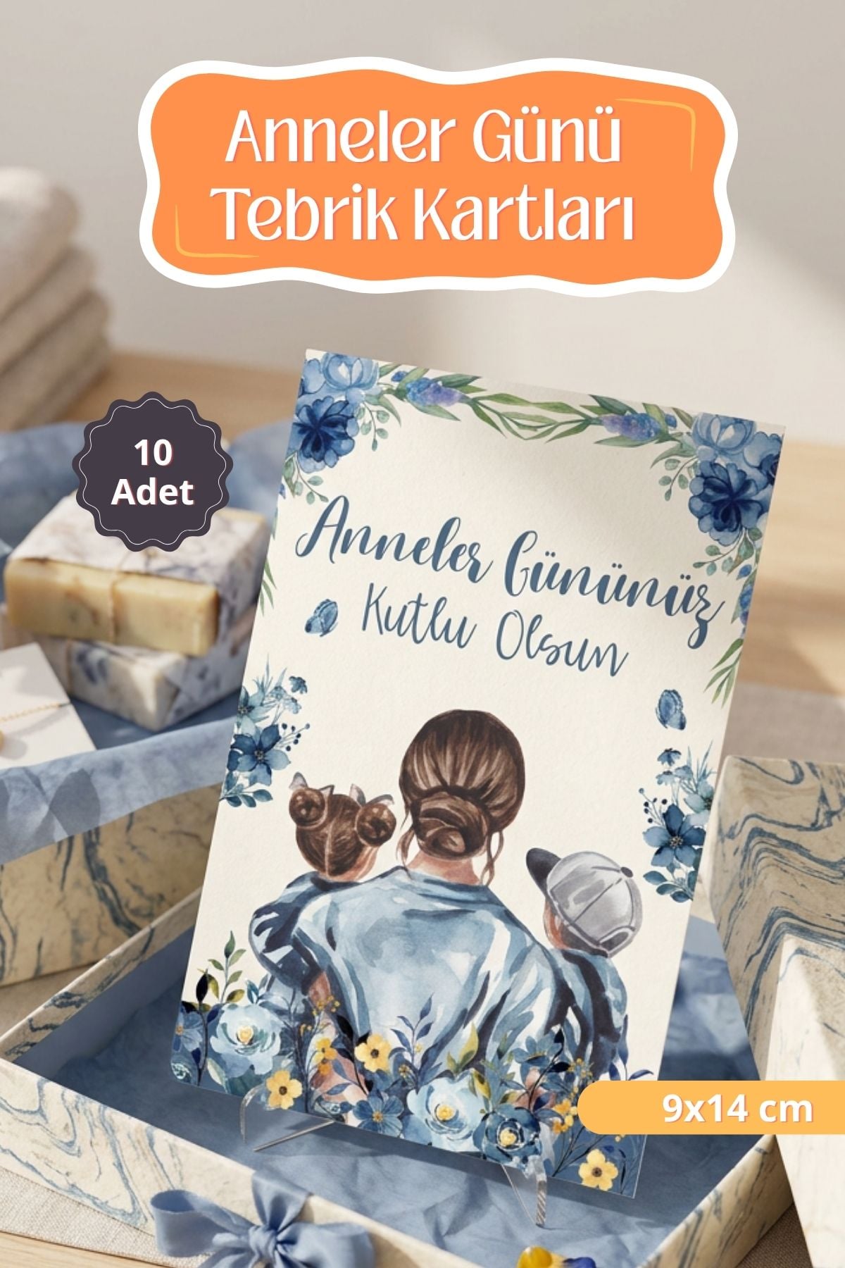 Anneler Günü Tebrik Kartı 10 Adet Hediye Paketleme Kartı