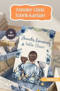 Anneler Günü Tebrik Kartı 10 Adet Hediye Paketleme Kartı