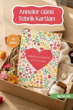 Anneler Günü Tebrik Kartı 10 Adet Hediye Paketleme Kartı