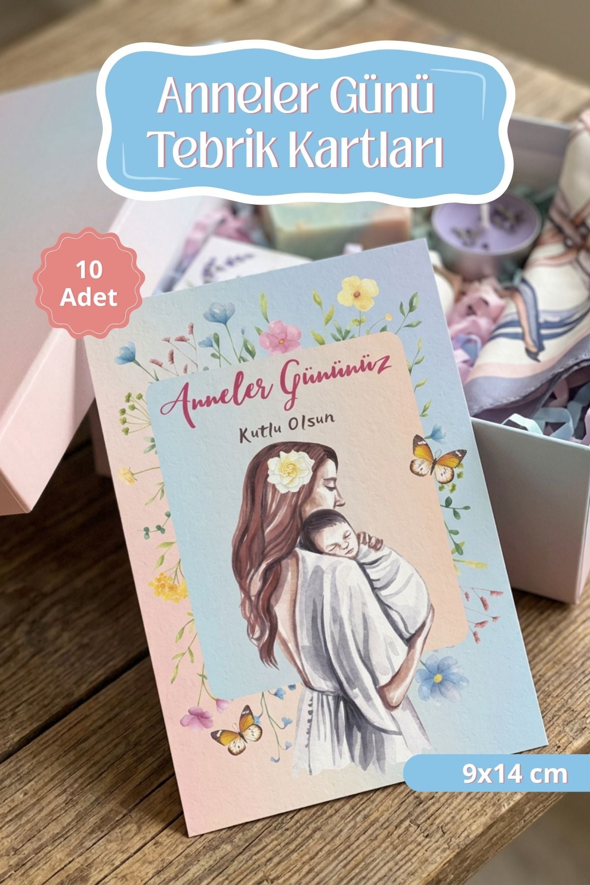 Anneler Günü Tebrik Kartı 10 Adet Hediye Paketleme Kartı