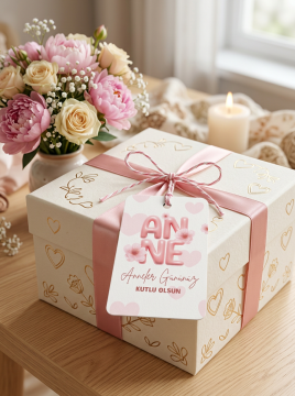 Anneler Günü Temalı Delikli Kart 25 Adet Hediye Paketleme Tebrik Kartı Karton Etiket