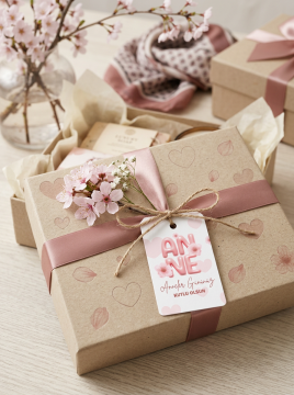 Anneler Günü Temalı Delikli Kart 25 Adet Hediye Paketleme Tebrik Kartı Karton Etiket