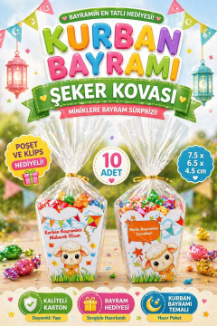 Kurban Bayramı Şeker Kovası 10 Adet Özel Tasarım Hediyelik Kutu Hediye Paketi