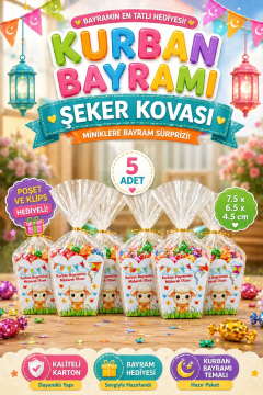 Kurban Bayramı Şeker Kovası 5 Adet Özel Tasarım Hediyelik Kutu Hediye Paketi