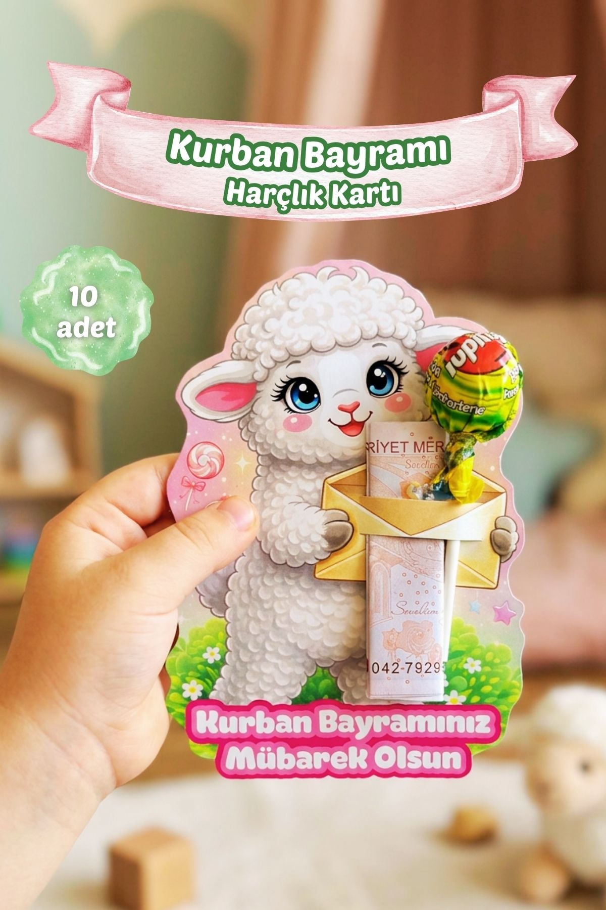 Kurban Bayramı Harçlık Kartı 10 Adet İyi Bayramlar Bayram Tebrik Kartı