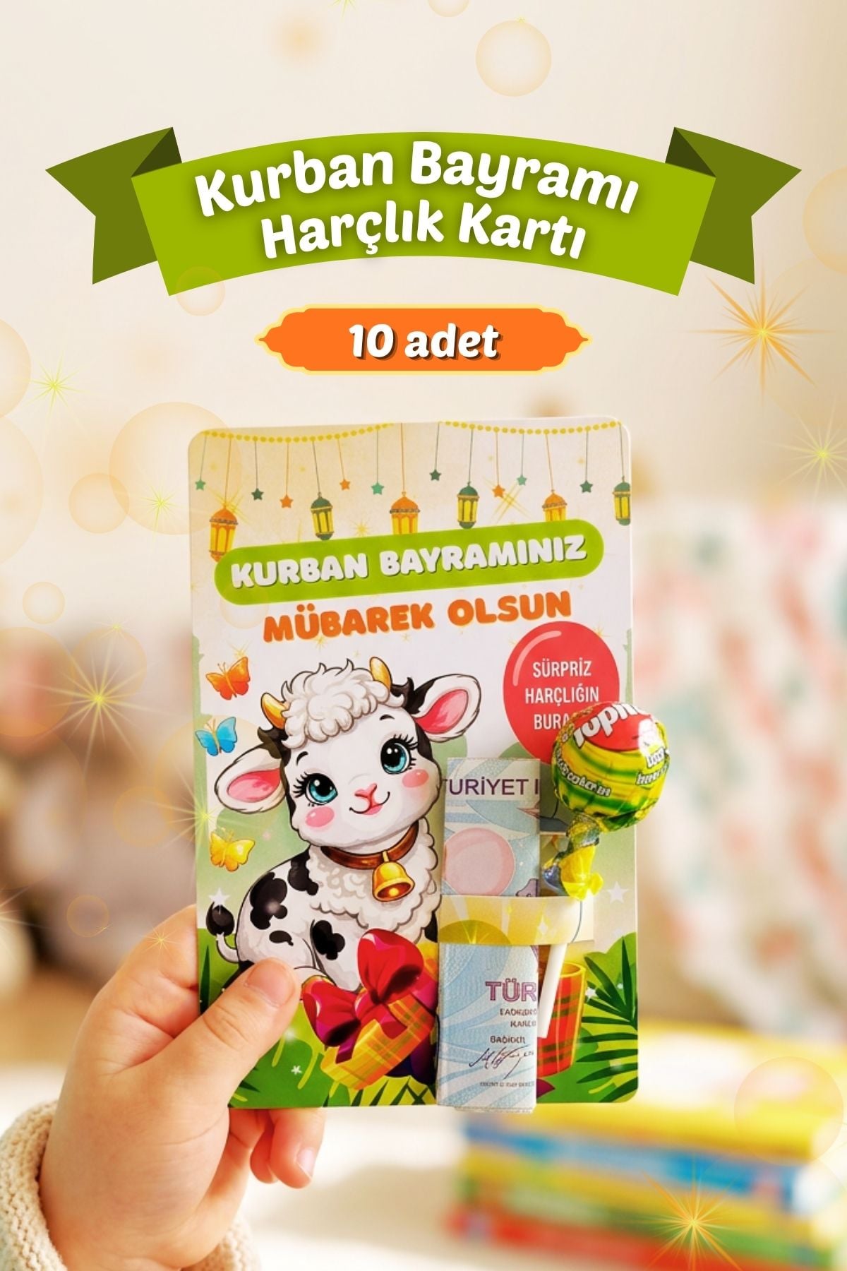 Kurban Bayramı Harçlık Kartı 10 Adet İyi Bayramlar Bayram Tebrik Kartı