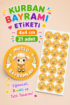 21 Adet Mutlu Bayramlar Etiketi Kurban Bayramı Hediye Kutusu Paketleme Sticker