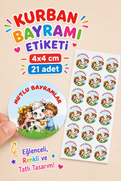 21 Adet Mutlu Bayramlar Etiketi Kurban Bayramı Hediye Kutusu Paketleme Sticker