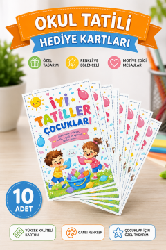 Okul Yaz Tatili İyi Tatiller Hediye Paketleme Kartları Tatil Hediyesi