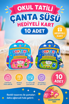 10 Adet Okul Yaz Tatili Çanta Kalemlik Fermuar Süsü Karne Mezuniyet Hediyesi