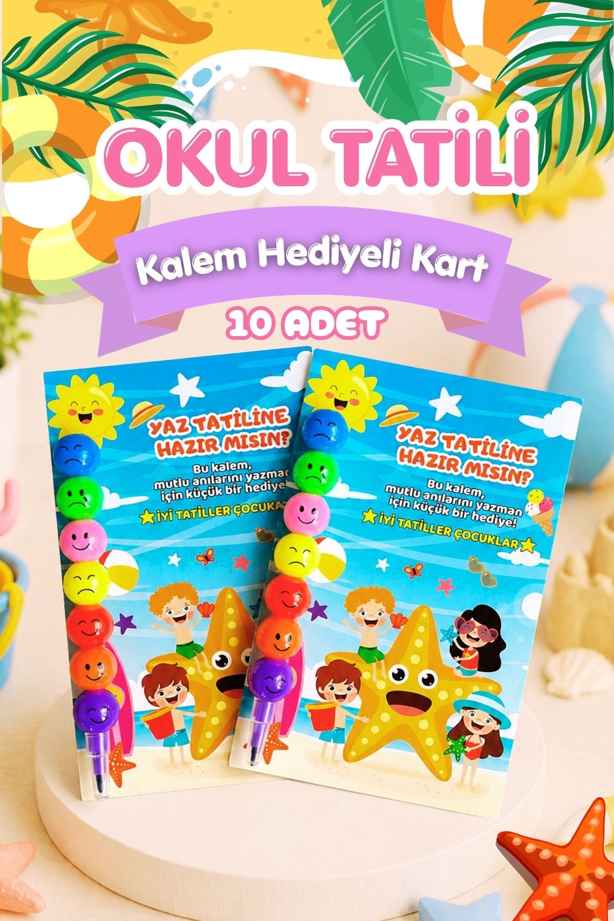 Okul Yaz Tatili Hediyesi Kartlı Emoji Yumurtlayan Emojili Kalem 10 Adet Karne Hediyesi