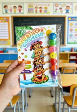 Okul Yaz Tatili Hediyesi Kartlı Emoji Yumurtlayan Emojili Kalem 5 Adet Karne Hediyesi