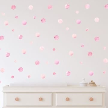 Pembe Suluboya Puantiye Set 5 ve 3 cm