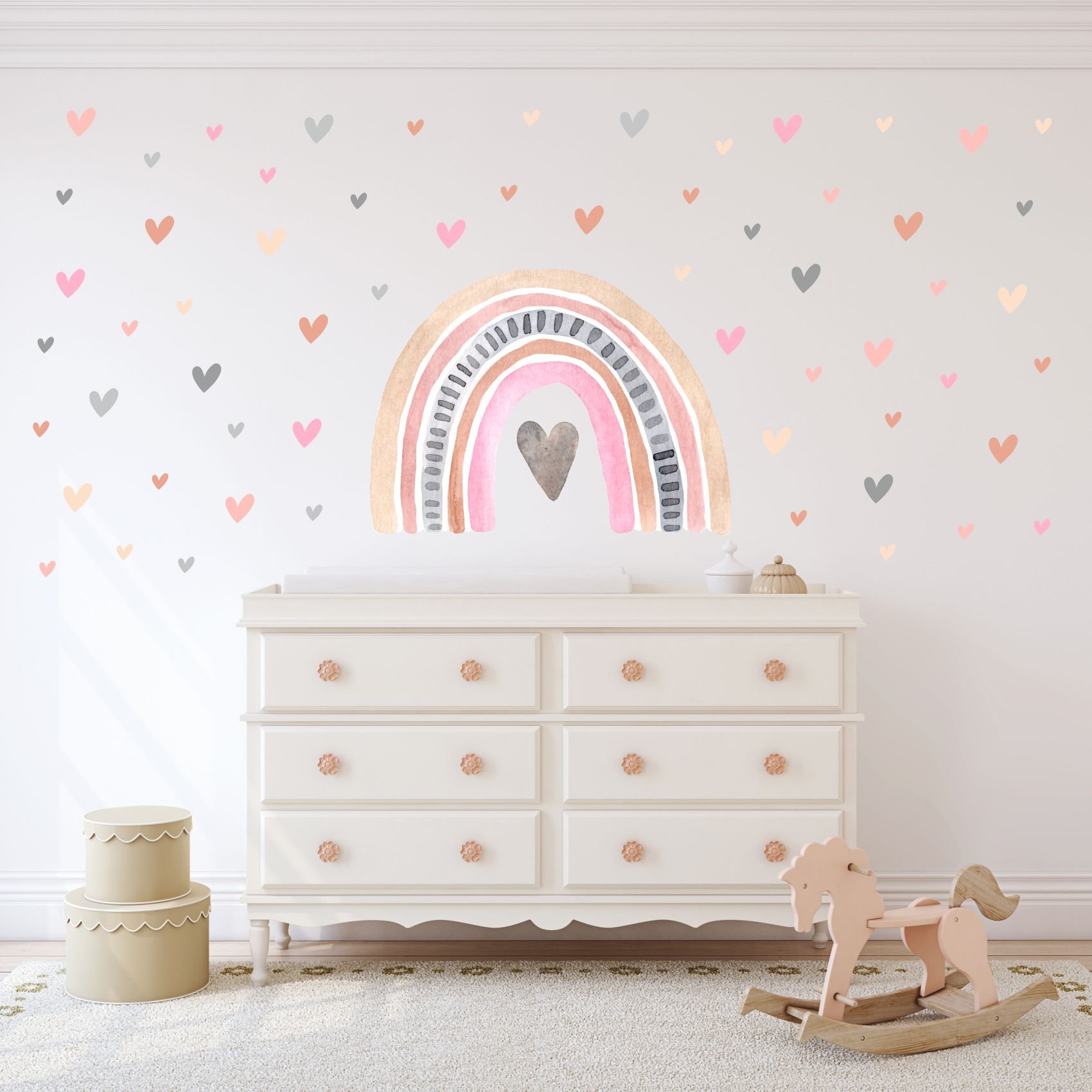 Pembeli Suluboya Gökkuşağı ve Kalpler Sticker Set