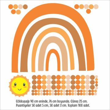 Turuncu Kahverengi Gökkuşağı Güneş Puantiye Set