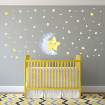 Uykucu Yıldız Aydede Puantiye Sticker Set