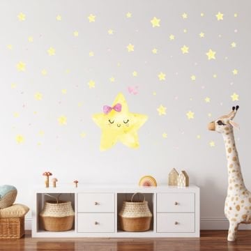 Sevimli Uykucu Yıldız Puantiye Sticker Set