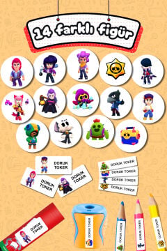 Okul Etiketi Yeni Brawl Stars Kalem Defter Etiketi Özel İsim Yazılabilen Etiket 245 Adet İsim Etiketi