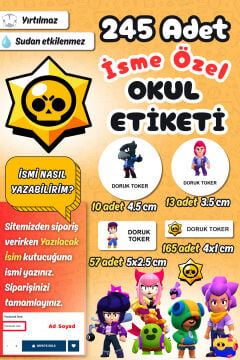 Okul Etiketi Yeni Brawl Stars Kalem Defter Etiketi Özel İsim Yazılabilen Etiket 245 Adet İsim Etiketi