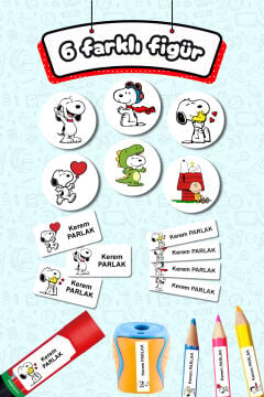 Okul Etiketi Snoopy Kalem Defter Etiketi Özel İsim Yazılabilen Etiket 245 Adet İsim Etiketi