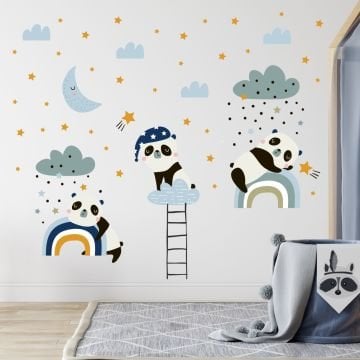 Sevimli Uykucu Pandalar Sticker Set